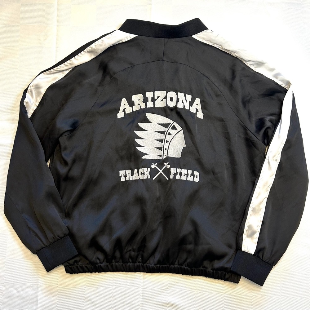 Forever 21 Arizona Track & Field Bomber Jacket Black/White Sz M Vintage-inspired